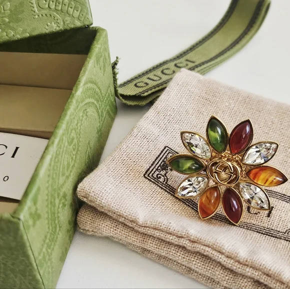 Gucci Interlocking Flower Multifinger Triple Band Ring - Size 6 - Picture 11 of 13